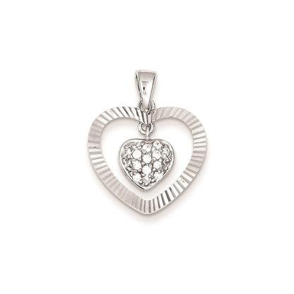 Sterling Silver Cz Heart Pendant