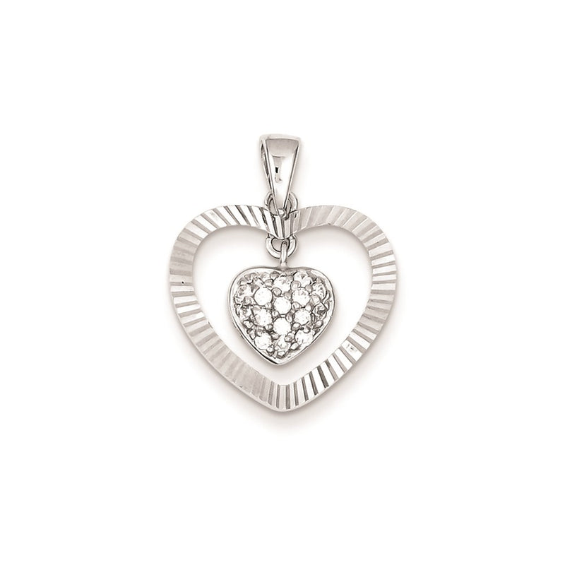 Sterling Silver Cz Heart Pendant