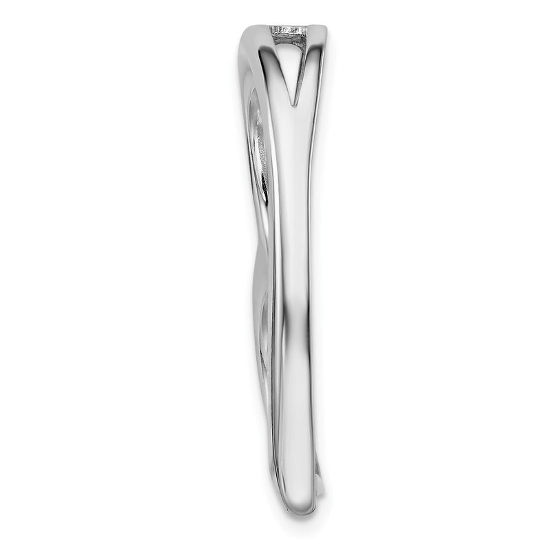 Sterling Silver Rhodium-Plated Polished Open Heart Slide