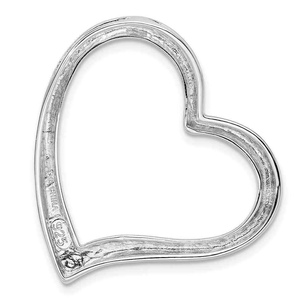 Sterling Silver Rhodium-Plated Polished Open Heart Slide