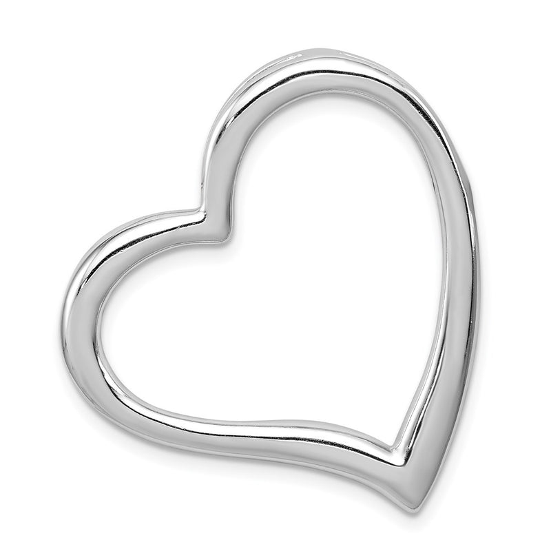 Sterling Silver Rhodium-Plated Polished Open Heart Slide