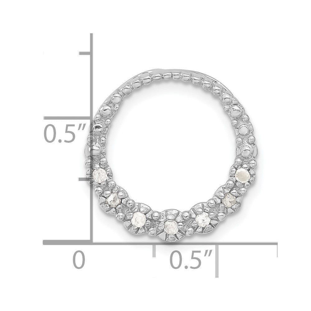 Sterling Silver Cz Circle Chain Slide Pendant