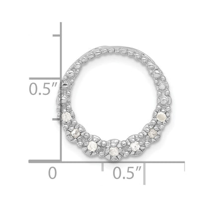 Sterling Silver Cz Circle Chain Slide Pendant