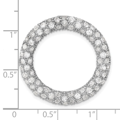 Sterling Silver Cz Circle Chain Slide Pendant