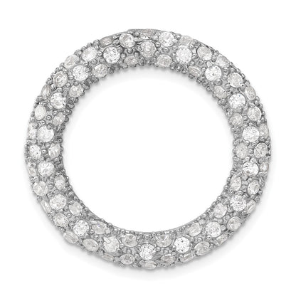 Sterling Silver Cz Circle Chain Slide Pendant
