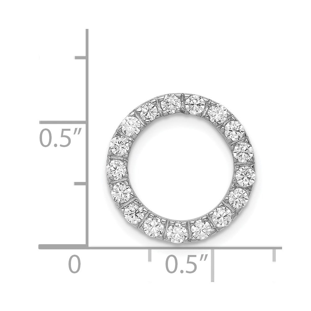 Sterling Silver Rhodium-Platedcz Chain Slide Pendant