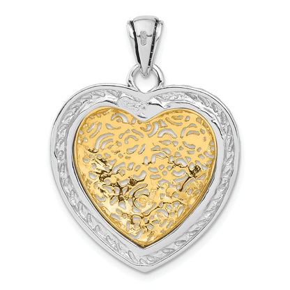 Sterling Silver Antiqued Gold-Tone Vermeil Heart Pendant