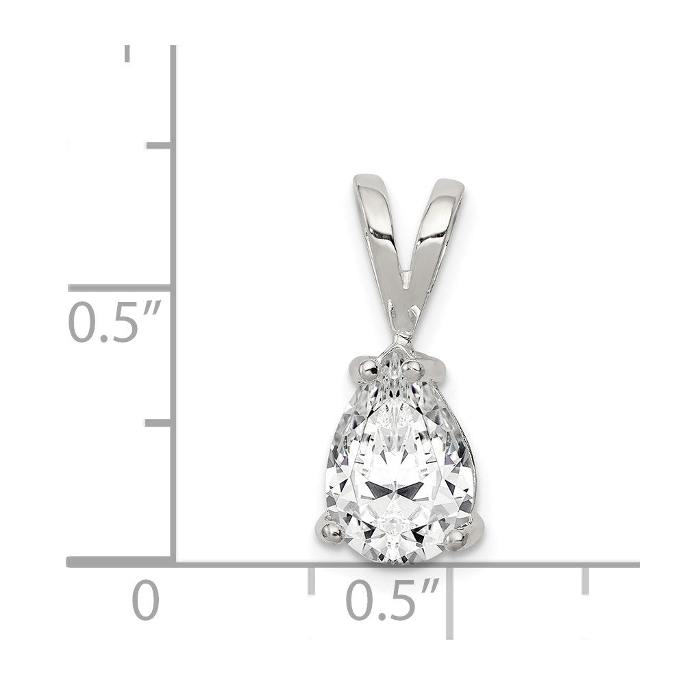 Sterling Silver Pear Cz Pendant