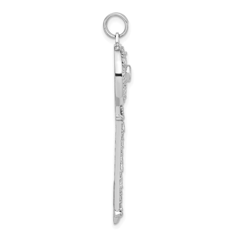 Sterling Silver And Cz Key Pendant