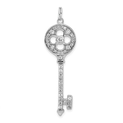 Sterling Silver And Cz Key Pendant