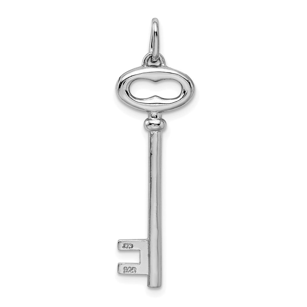 Sterling Silver Rhodium-Plated Key Pendant