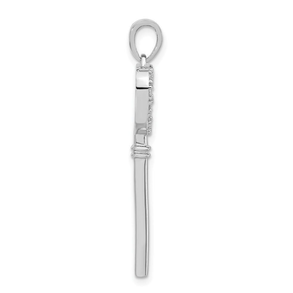 Sterling Silver Cz Peace Heart Key Pendant