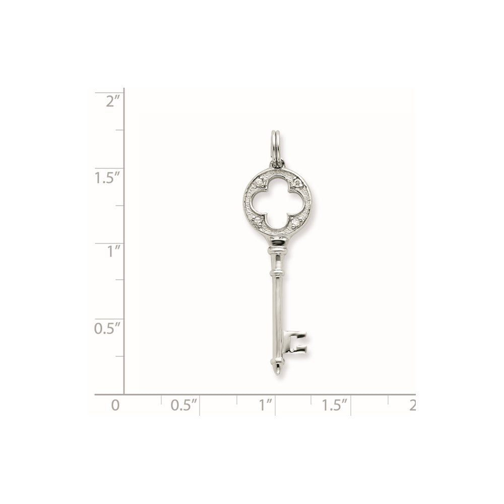 Sterling Silver Cz Key Pendant