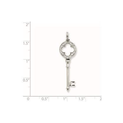 Sterling Silver Cz Key Pendant