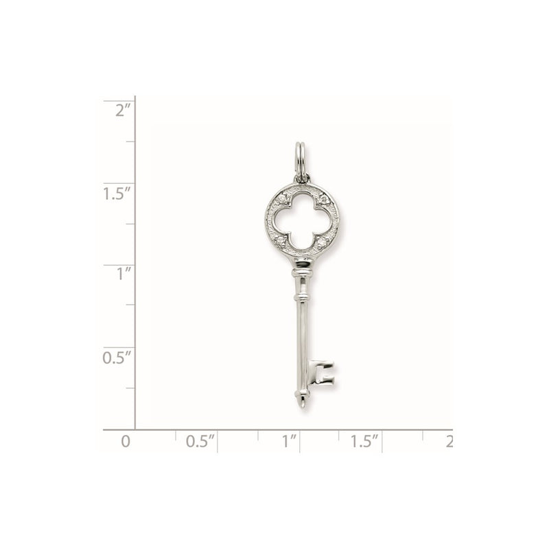 Sterling Silver Cz Key Pendant