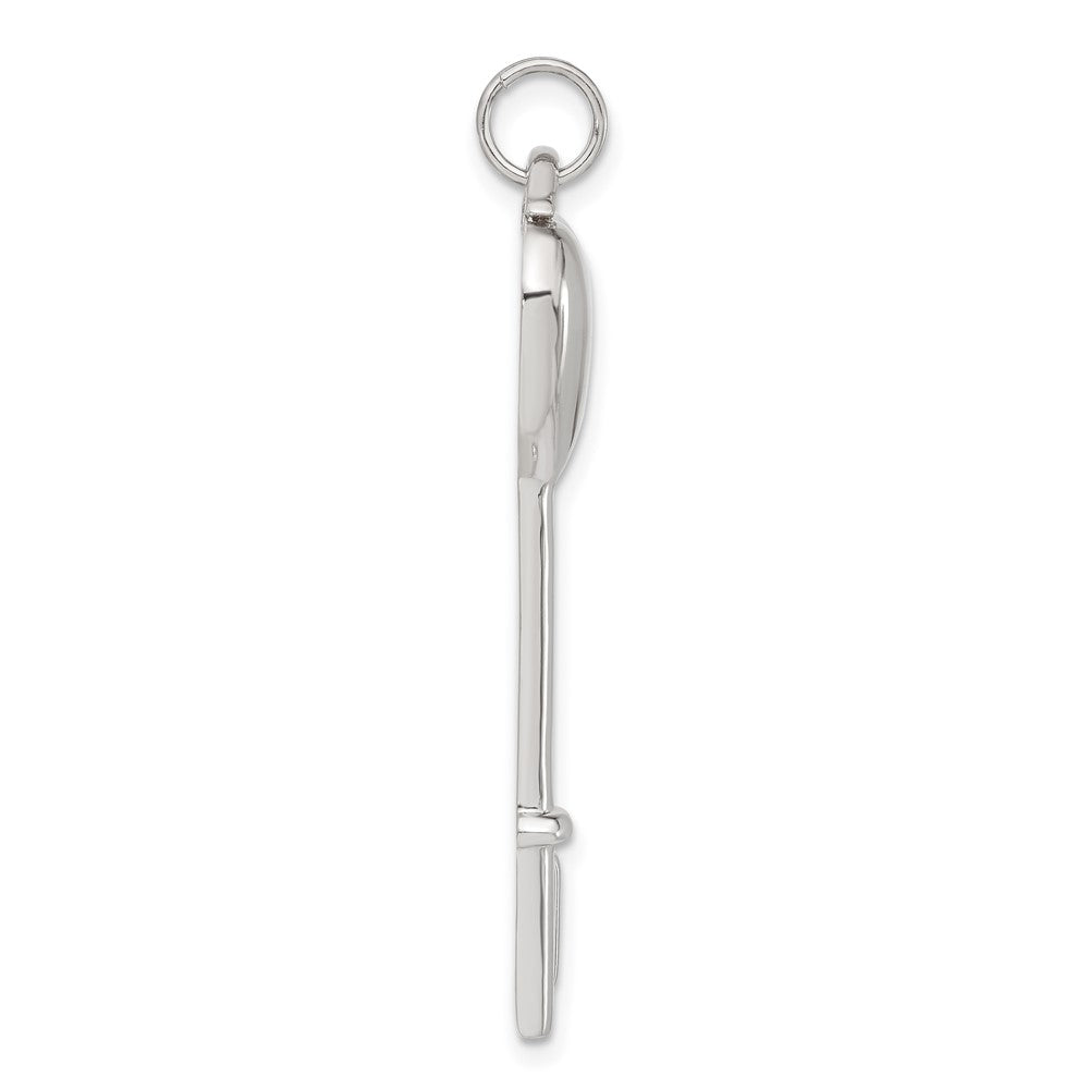 Sterling Silver Cz Heart Key Pendant