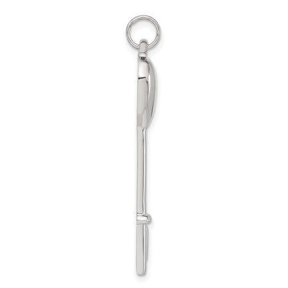 Sterling Silver Cz Heart Key Pendant