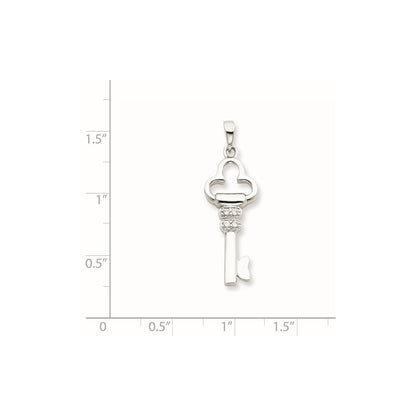 Sterling Silver Cz Key Pendant