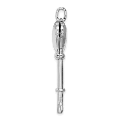 Sterling Silver Rhodium-Plated Locket Key Pendant