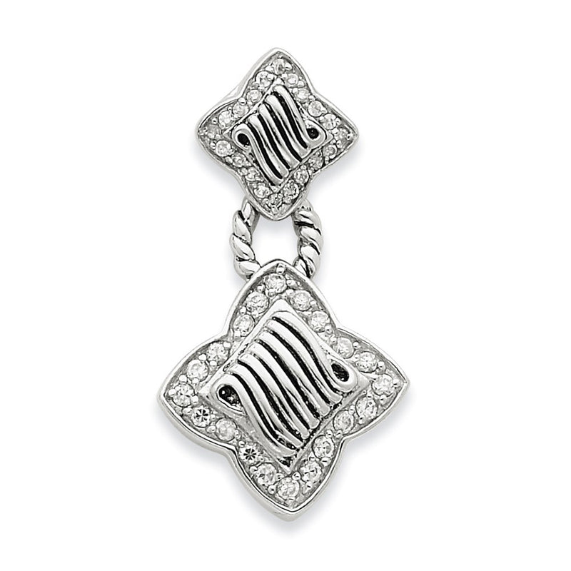 Sterling Silver Antiqued Cz Pendant