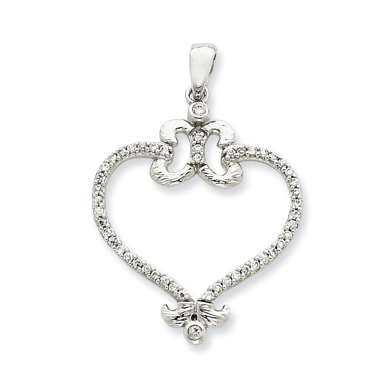 Sterling Silver Cz Heart Pendant