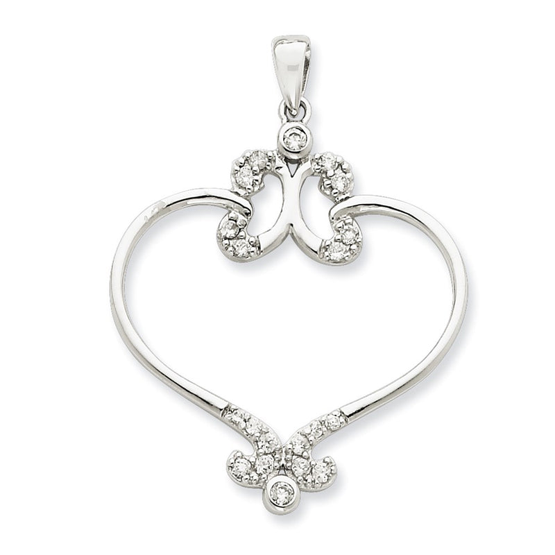 Sterling Silver Fancy Hearts Cz Pendant