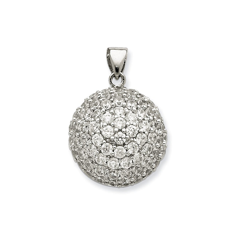 Sterling Silver Cz Open-Back Ball Pendant