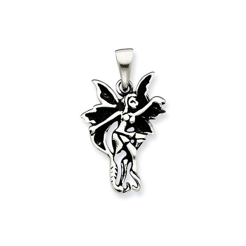 Sterling Silver Small Antiqued And Polished Dancing Fairy Pendant
