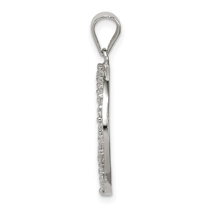 Sterling Silver Rhodium-Plated Cz Peace Symbol Pendant