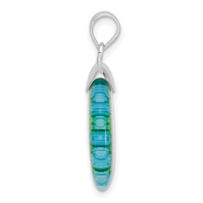 Sterling Silver Multicolored Glass Polished Circle Pendant