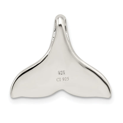 Sterling Silver Rhodium-Plated Polished Created Blue Opal Whale Tail Chain Slide