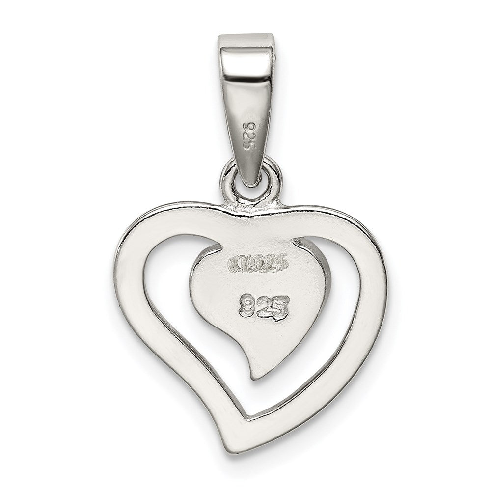 Sterling Silver Rhodium-Plated Created Blue Opal Inlay Heart Pendant