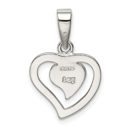 Sterling Silver Rhodium-Plated Created Blue Opal Inlay Heart Pendant