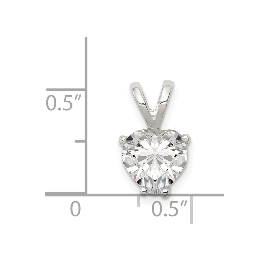 Sterling Silver Heart Cz Pendant