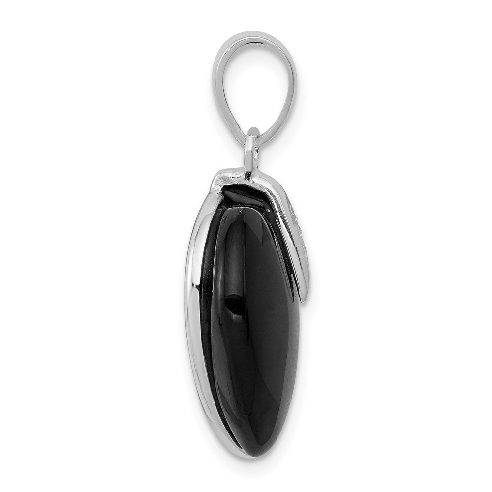 Sterling Silver Onyx Heart Pendant