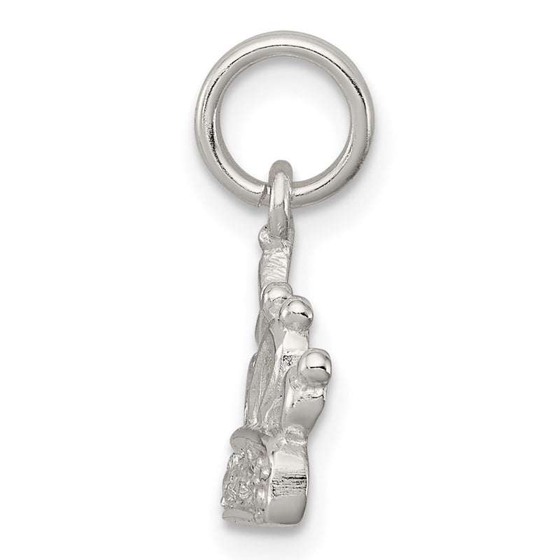 Sterling Silver Rhodium-Plated Cz Polished Crown Charm