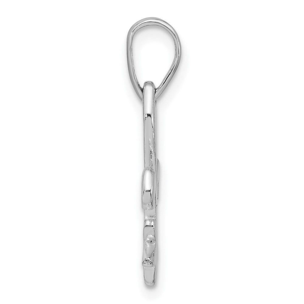 Sterling Silver Polished Fleur De Lis Dangle Pendant