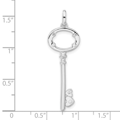 Sterling Silver Cz Key Pendant