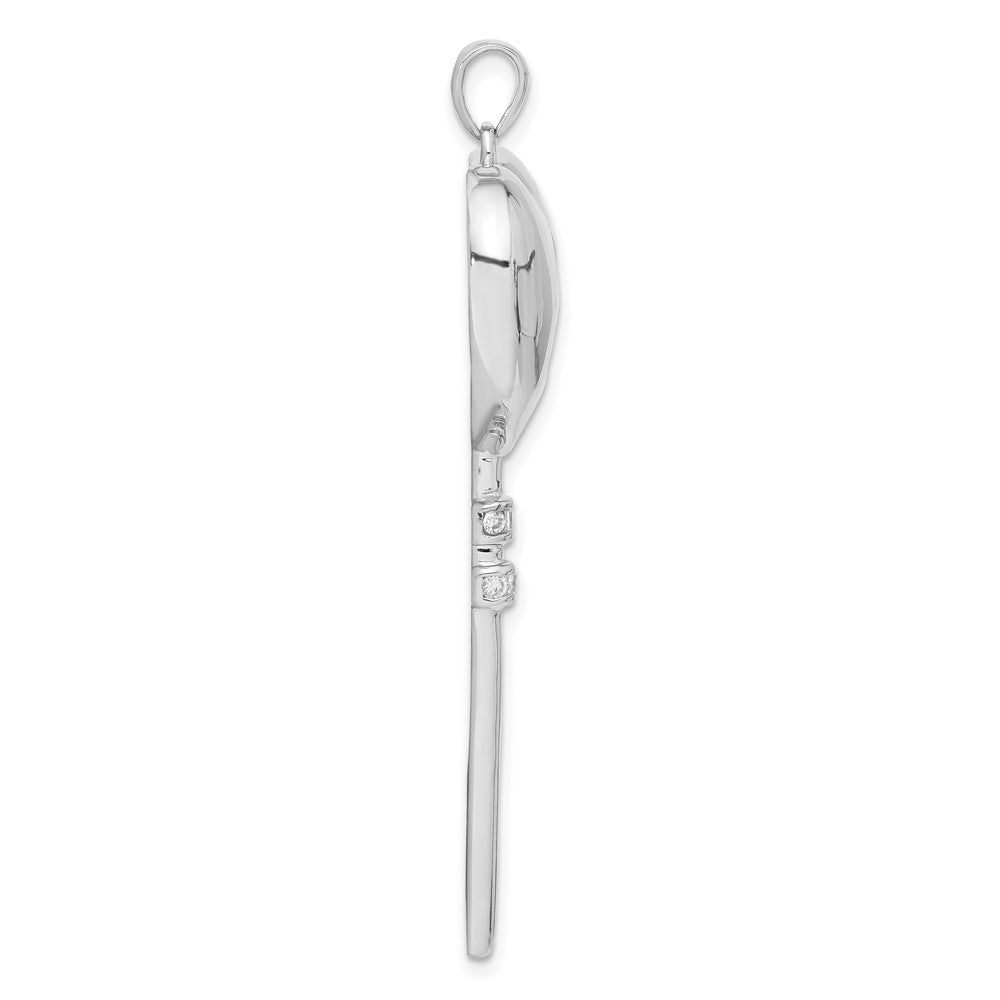 Sterling Silver Cz Heart Key Pendant