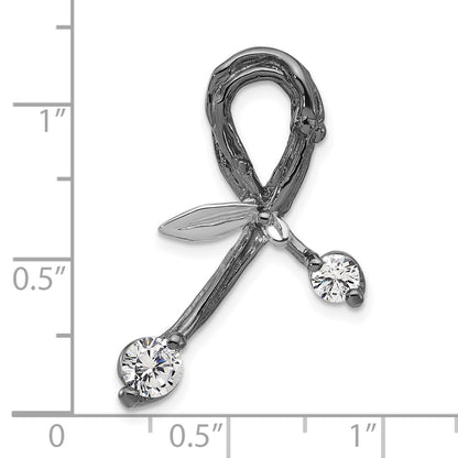 Sterling Silver Black Rhodium-Plated Cz Polished Support Chain Slide