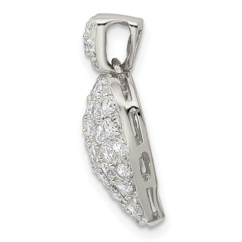 Sterling Silver Rhodium-Plated Cz Puffed Heart Pendant