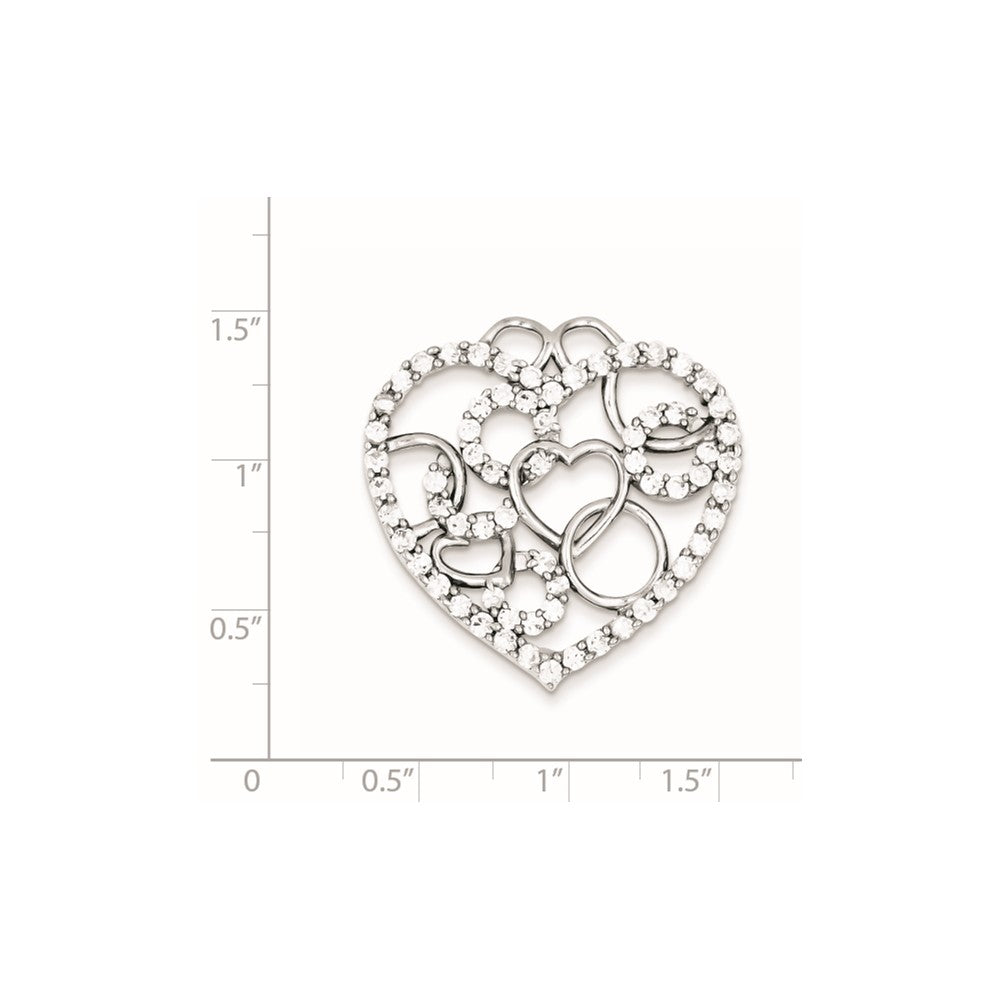 Sterling Silver Heart & Circles Cz Pendant