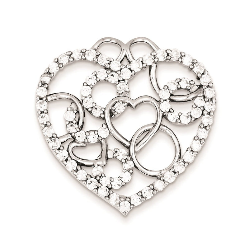 Sterling Silver Heart & Circles Cz Pendant