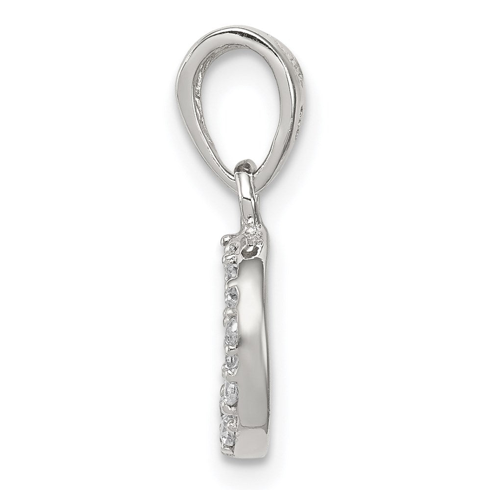 Sterling Silver Rhodium-Plated Small Cz Peace Pendant