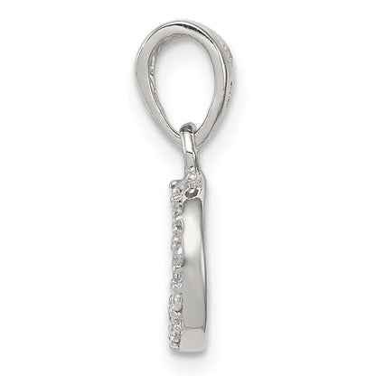 Sterling Silver Rhodium-Plated Small Cz Peace Pendant