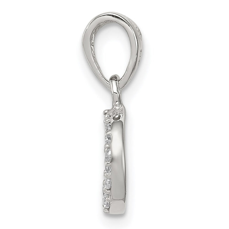 Sterling Silver Rhodium-Plated Small Cz Peace Pendant