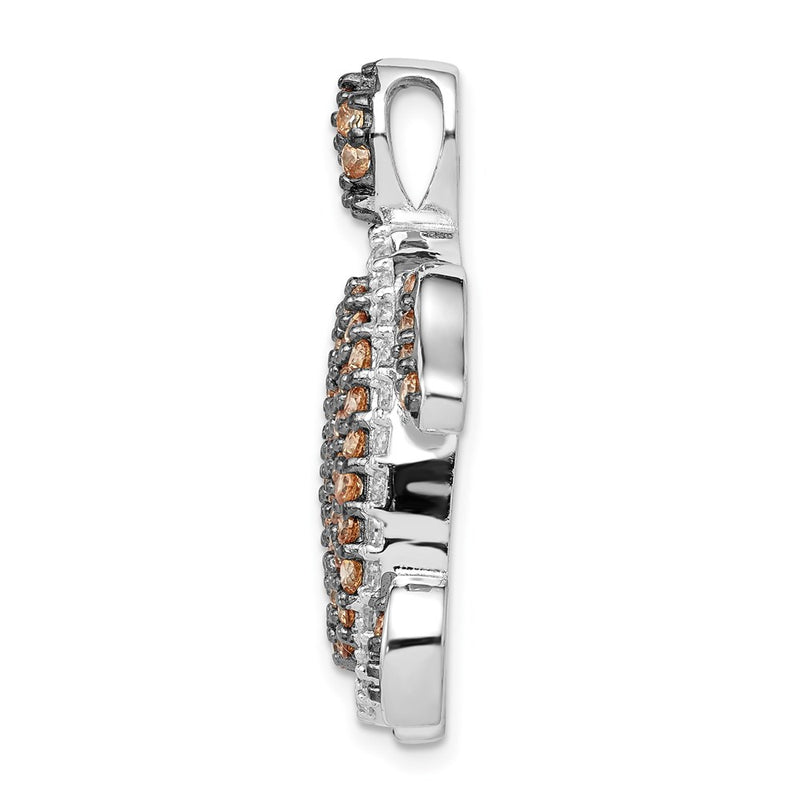 Sterling Silver White & Champagne Cz Turtle Slide
