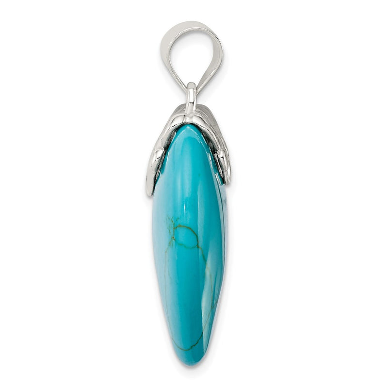 Sterling Silver Rhodium-Plated Turquoise Heart Stone Pendant