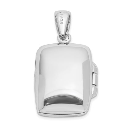 Sterling Silver Rhodium-Plated Antiqued Onyx Rectangle 20mm Locket