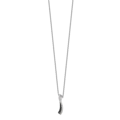 Sterling Silver White Night Rhodium-Plated Black And Diamond 18 Inch Necklace With 2 Extender